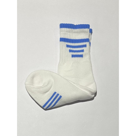 Socks White with Blue Lines Cotton-Lycra