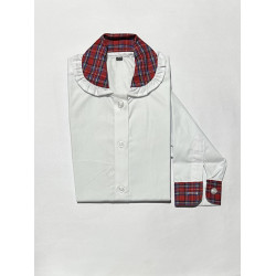 Full Sleeves White Shirt With Fashion CHK Red Girls 