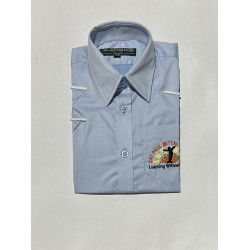 Shirt Half Sleeves Sky Solid Embroidered Pocket