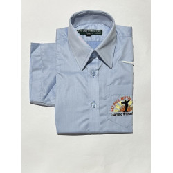 Shirt Half Sleeves Sky Solid Embroidered Pocket