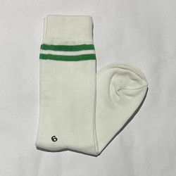 House Socks White with Green Stripes Cotton Lycra