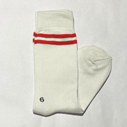 House Socks White with Red Stripes Cotton Lycra