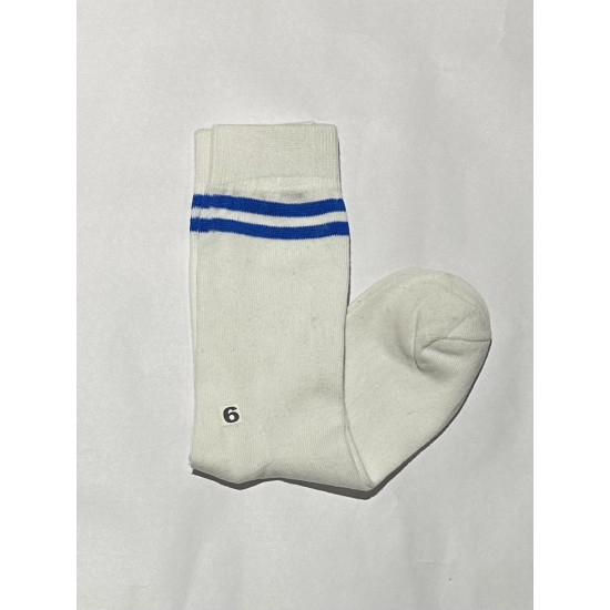 House Socks White with Blue Stripes Cotton Lycra