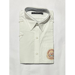 Half Sleeves Shirt White Solid Embroidered Pocket 