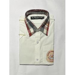 Half Sleeves White Shirt With Red-Grey Fashion CHK  Boys 