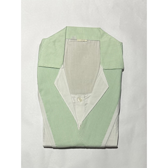 Girl's Suit Upper Quarter Sleeves White/Green Pure Cotton