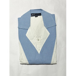 Girl's Suit Upper Quarter Sleeves White/Blue Pure Cotton 
