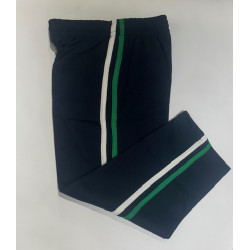 Navy Blue cotton Pajama with green/white stripes