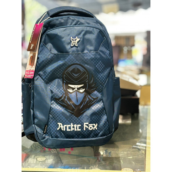 Arctic fox blue colour school bag with ninja print