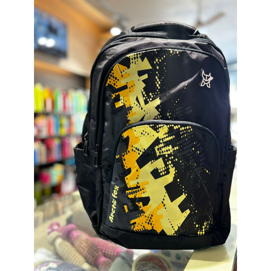 Arctic fox school bag yellow mustard graphic