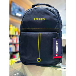 Priority plain blue bag with yellow badging at top