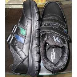 Arigold Mafatlal Black Shoes with Green-Blue Stripes Velcro/Laces